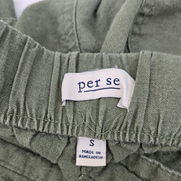 Per Se Womens Linen Blend Cargo Pants Green Drawstring Waist‎ Size S Y2K - Picture 3 of 10